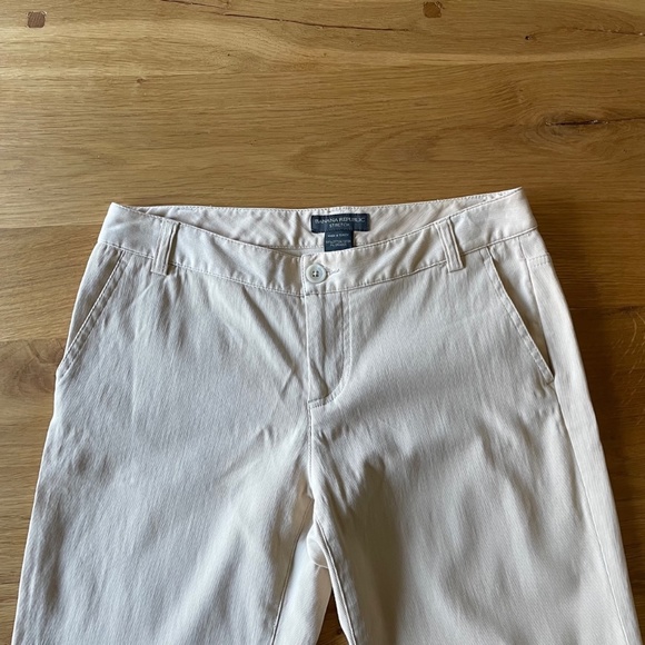 Y2K Banana Republic Stretch Pants - Slightly Ribbed Soft Texture - Cream - 4 - Picture 4 of 8